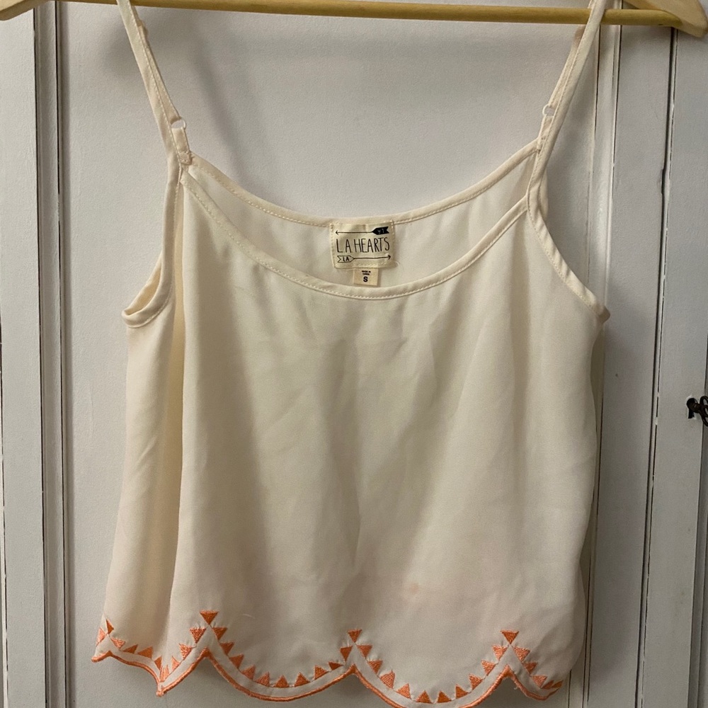Spaghetti strap white crop top